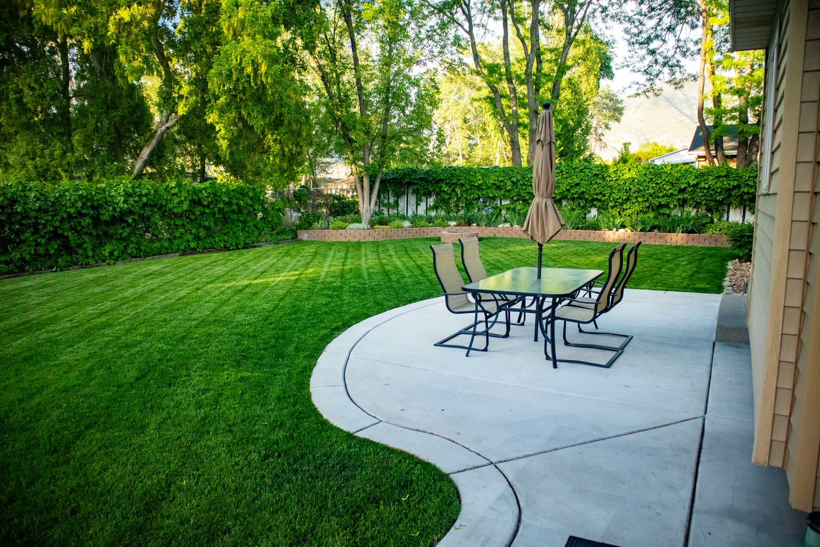 Serene backyard with patio furniture